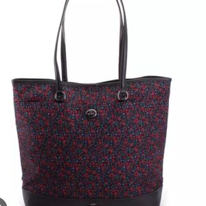 Coach Ranch Floral Tote Bag - Black and Red Nylon Tote